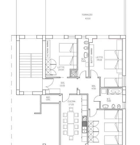 Daire 5 Posti Con Cucina E Parcheggio Privato Gratuito